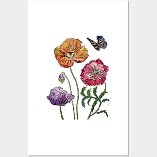 Poppy Watercolour Pretty on White Posters and Art